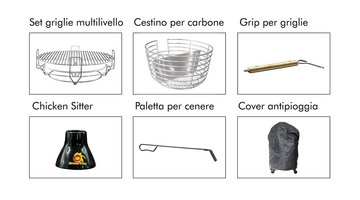 Kamado M e L kit accessori inclusi 3